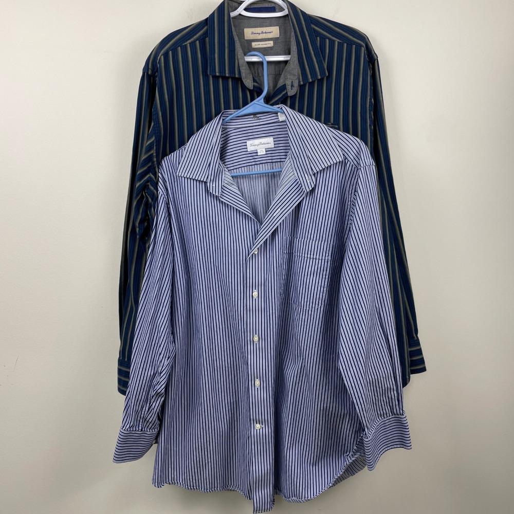 Tommy Bahama Mens Long Sleeve Button Down Shirt Bundle Silk Blend Cotton XL 17.5